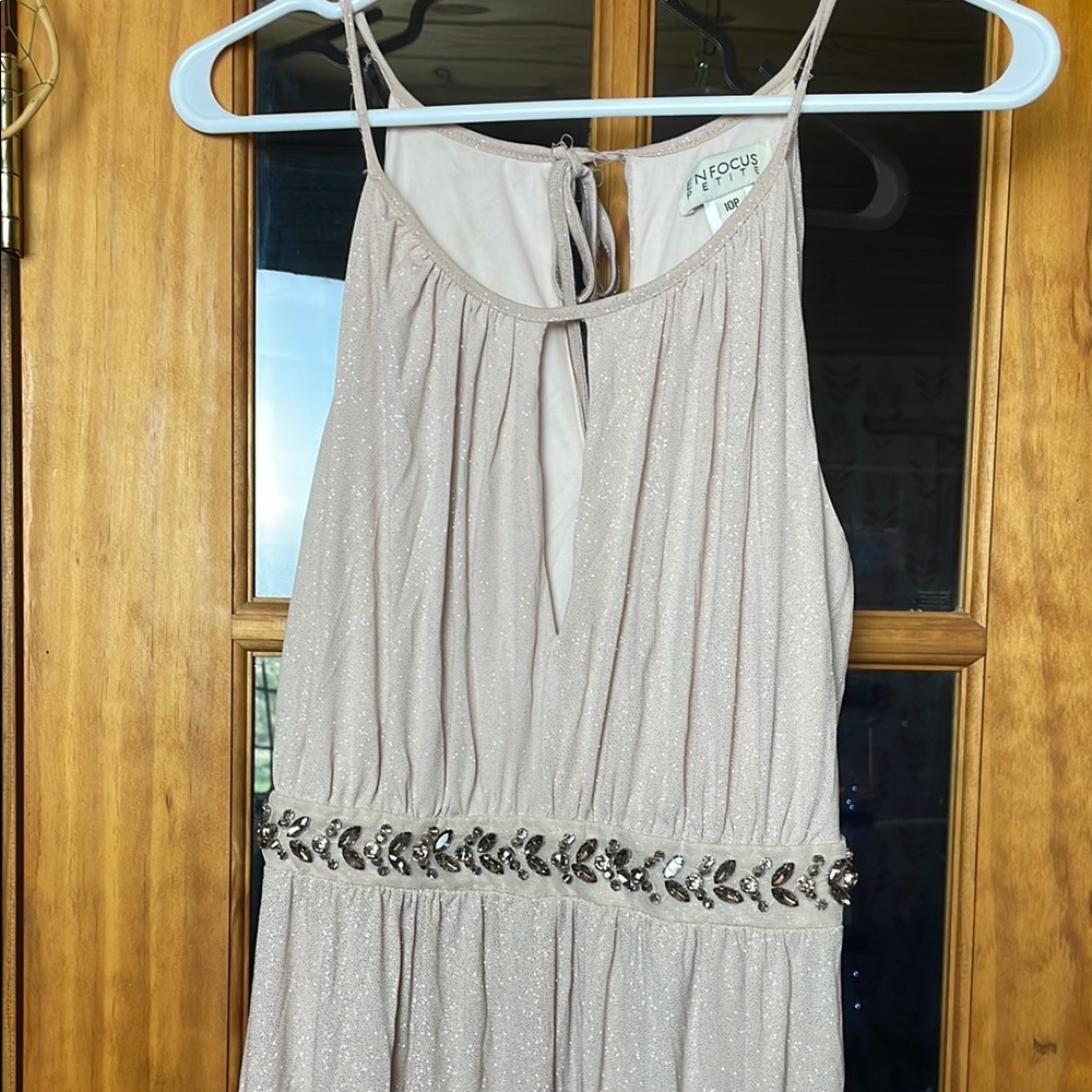 Enfocus Petite Elegant Cream Maxi Dress, Size 10p